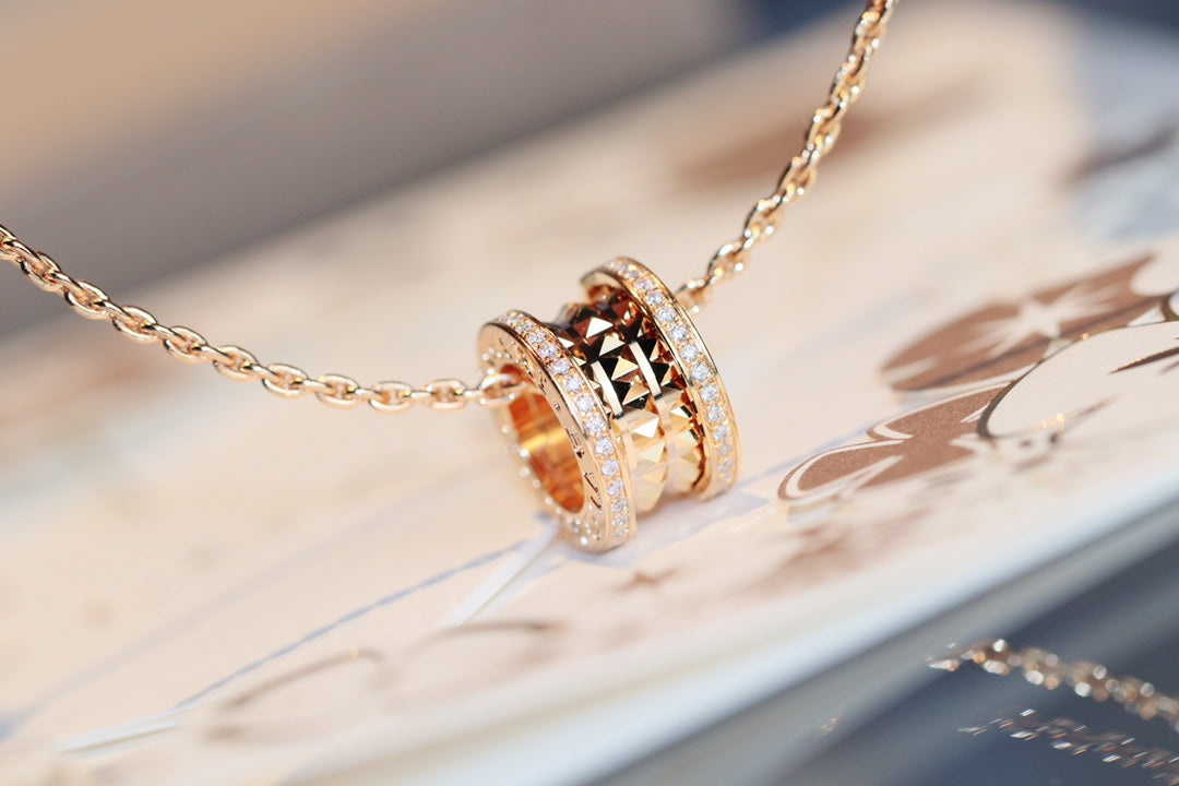 [Aurora]ZERO 1 ROCK PEDANT PINK GOLD NECKLACE
