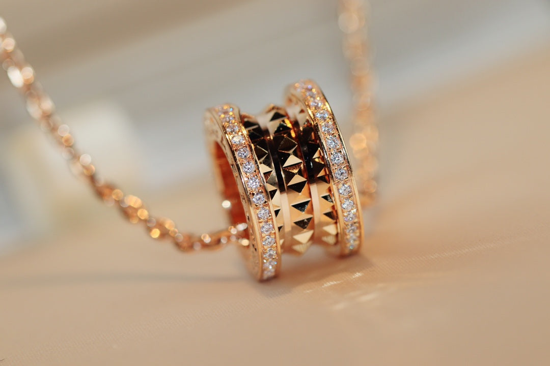 [Aurora]ZERO 1 ROCK PEDANT PINK GOLD NECKLACE