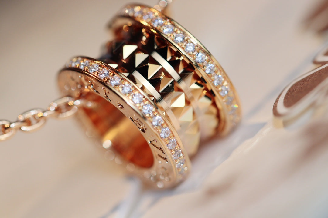 [Aurora]ZERO 1 ROCK PEDANT PINK GOLD NECKLACE