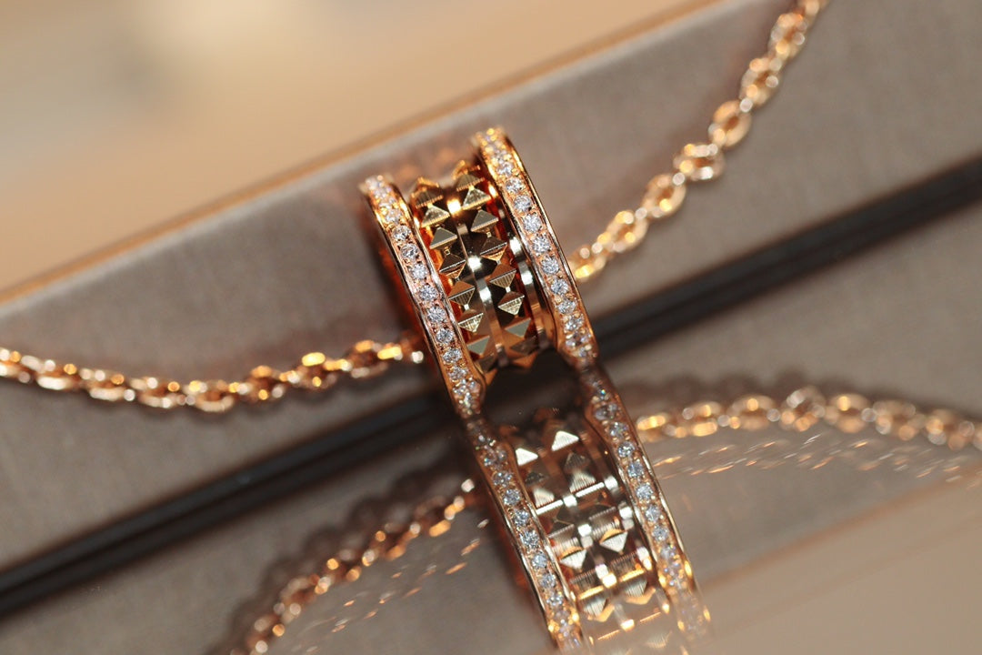 [Aurora]ZERO 1 ROCK PEDANT PINK GOLD NECKLACE