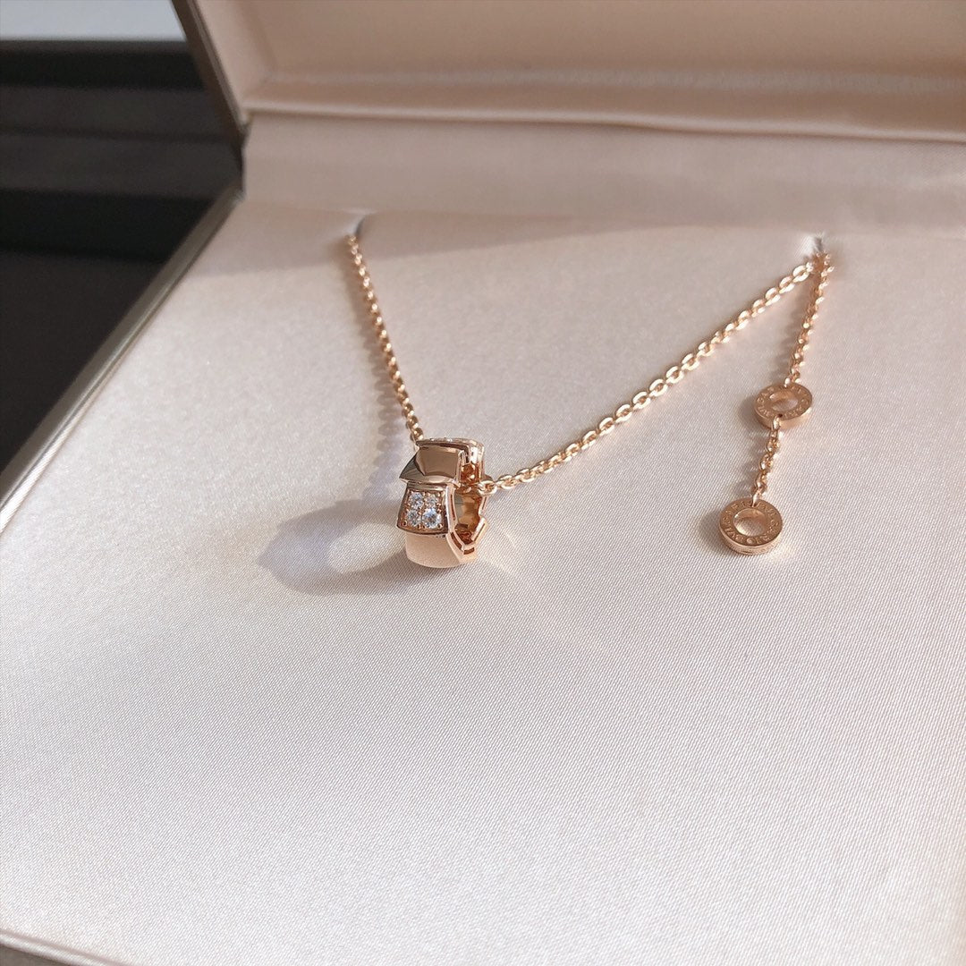 [Aurora]SERPENTI PEDANT DIAMOND PINK GOLD NECKLACE