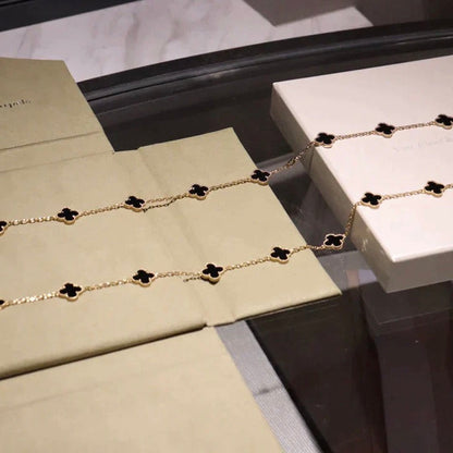 [Aurora]CLOVER 20 MOTIFS ONYX NECKLACE