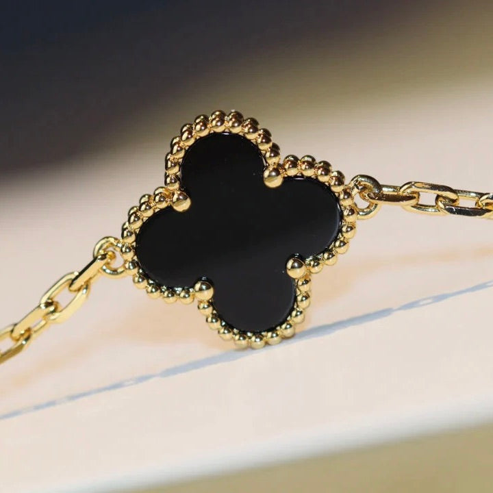 [Aurora]CLOVER 20 MOTIFS ONYX NECKLACE