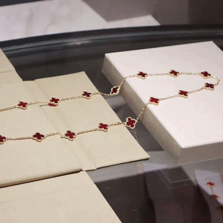 [Aurora]CLOVER 20 MOTIFS CARNELIAN NECKLACE