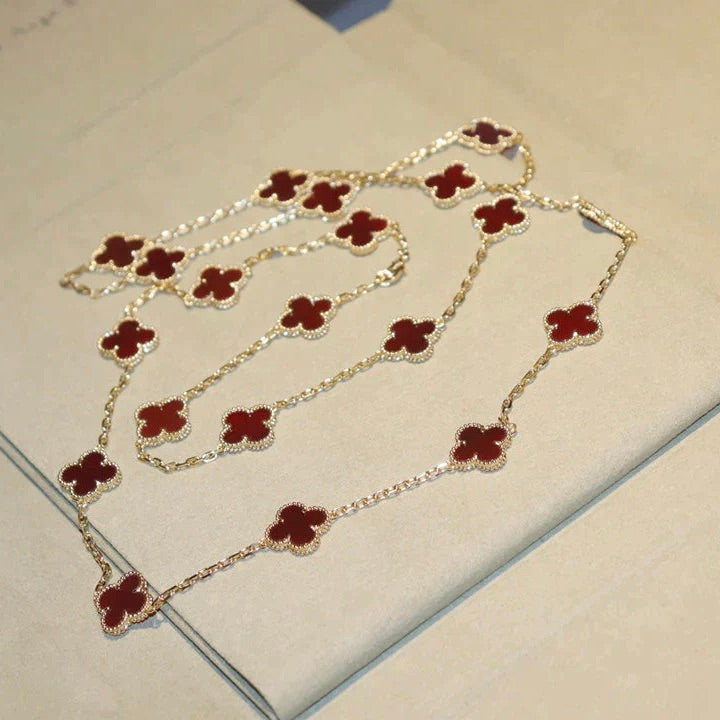 [Aurora]CLOVER 20 MOTIFS CARNELIAN NECKLACE
