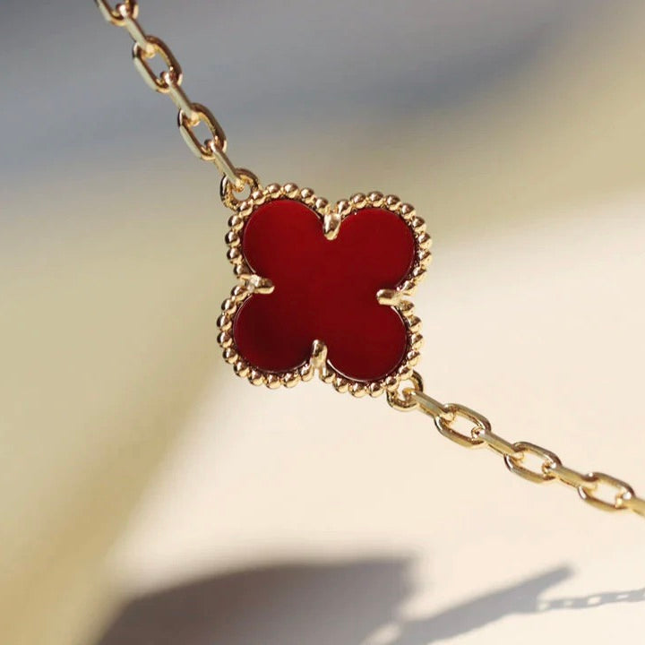 [Aurora]CLOVER 20 MOTIFS CARNELIAN NECKLACE