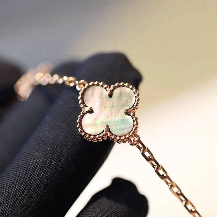 [Aurora]CLOVER 20 MOTIFS DARK MOP DIAMOND  NECKLACE