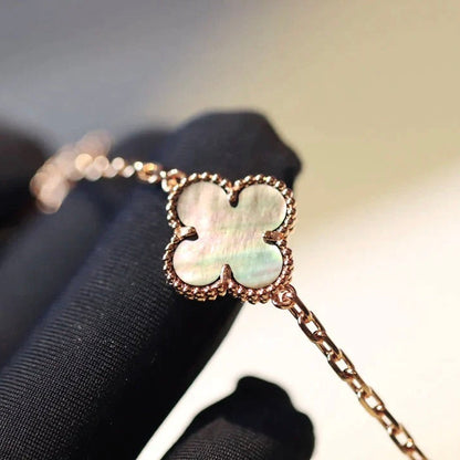 [Aurora]CLOVER 20 MOTIFS DARK MOP DIAMOND  NECKLACE