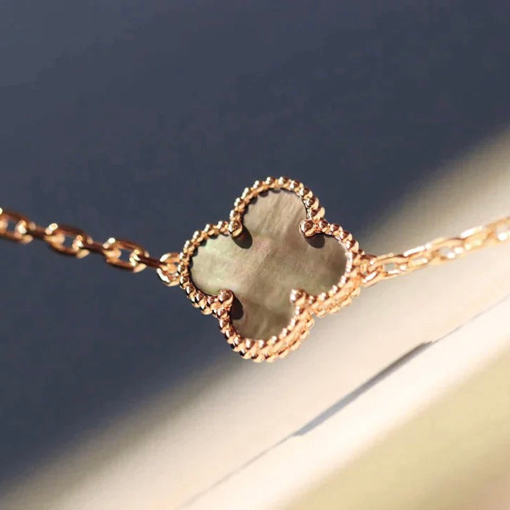 [Aurora]CLOVER 20 MOTIFS DARK MOP DIAMOND  NECKLACE