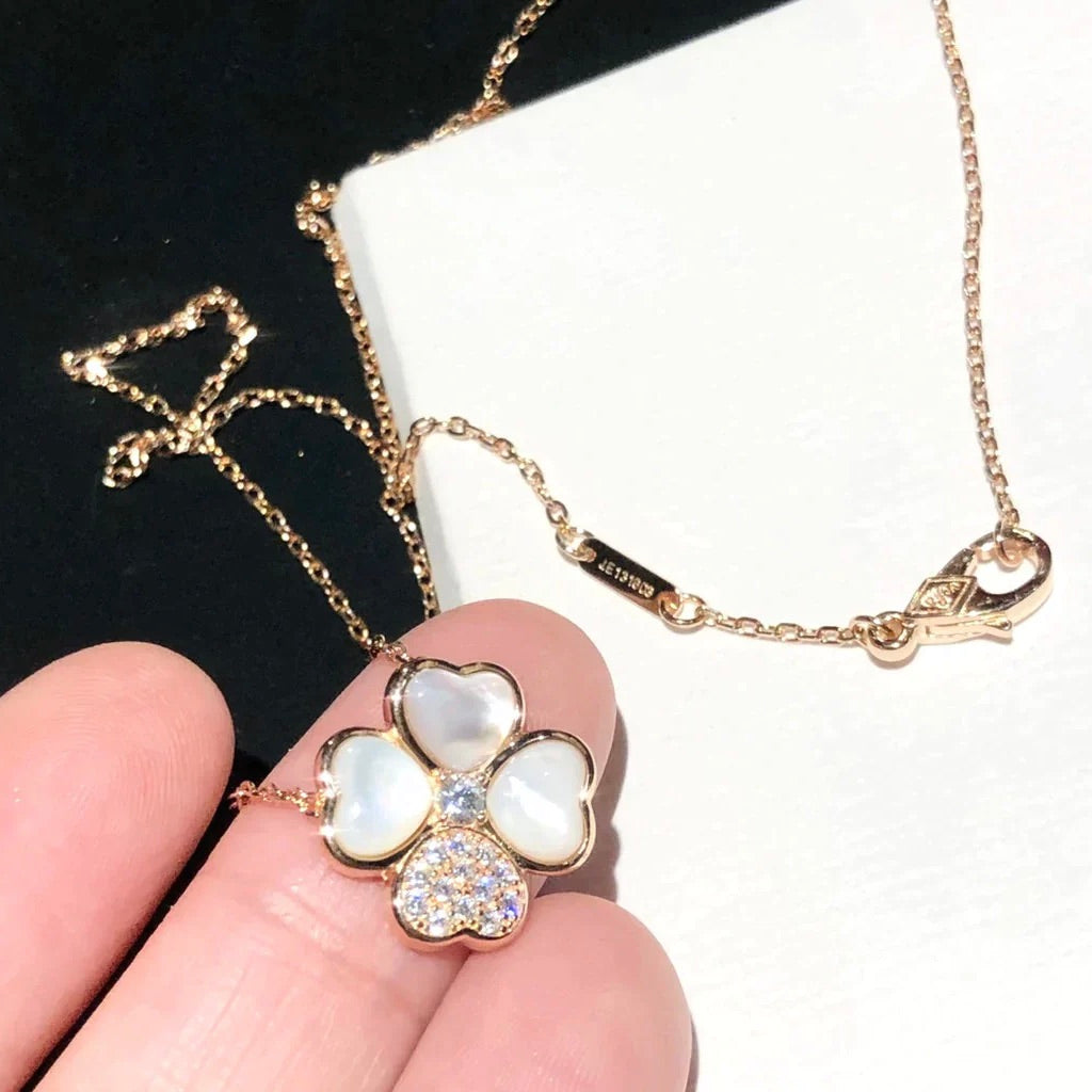 [Aurora]CLOVER MOP DIAMOND ROSE GOLD NECKLACE