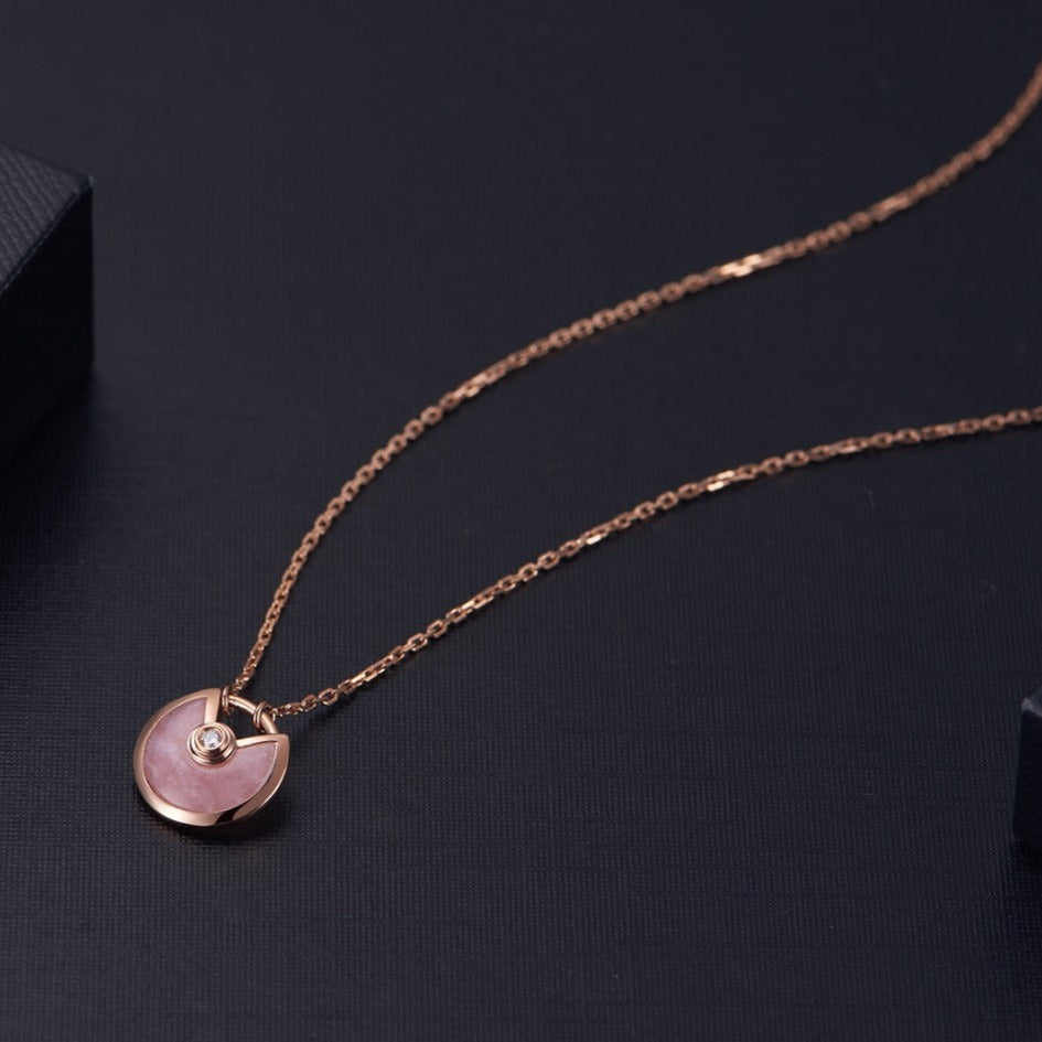 [Aurora]AMULETTE ROSE GOLD PINK MOP NECKLACE