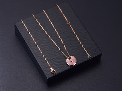 [Aurora]AMULETTE ROSE GOLD PINK MOP NECKLACE