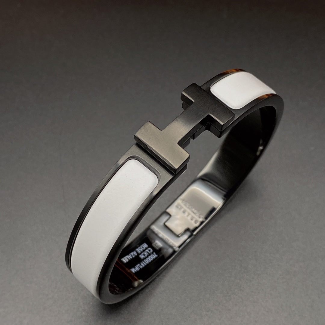 [AURORA]Hブレスレット 12mm ブラック ホワイト セラミック