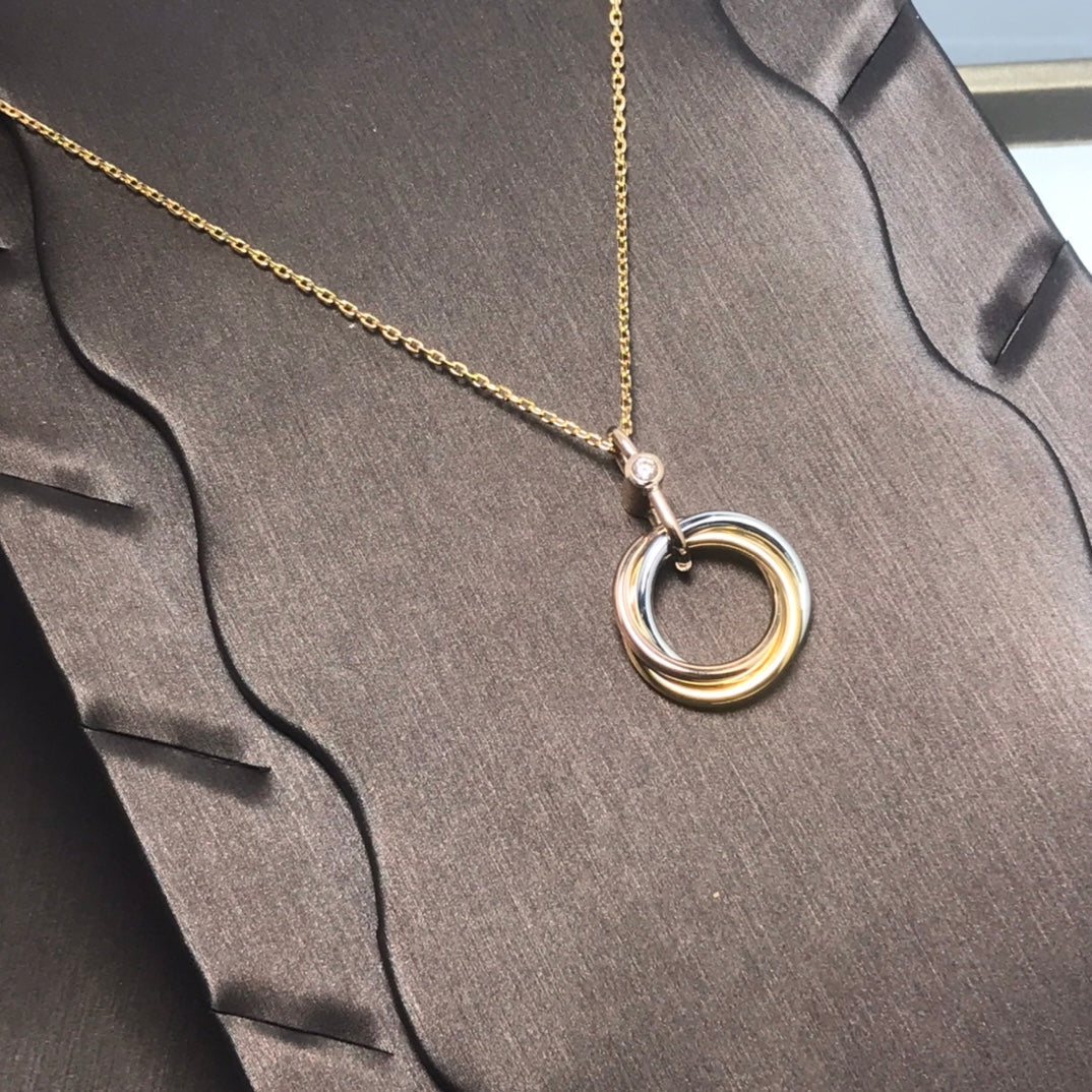 [Aurora]TRINITY SILVER GOLD PINK GOLD NECKLACE