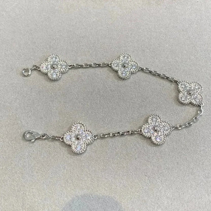 [AURORA]CLOVER 5 MOTIF FULL DIAMOND BRACELET COLLECTION