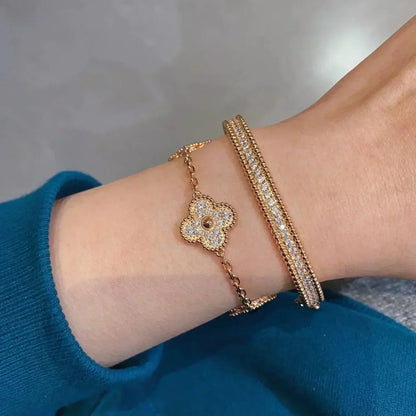 [Aurora]CLOVER 5 MOTIFS  FULL DIAMOND BRACELET