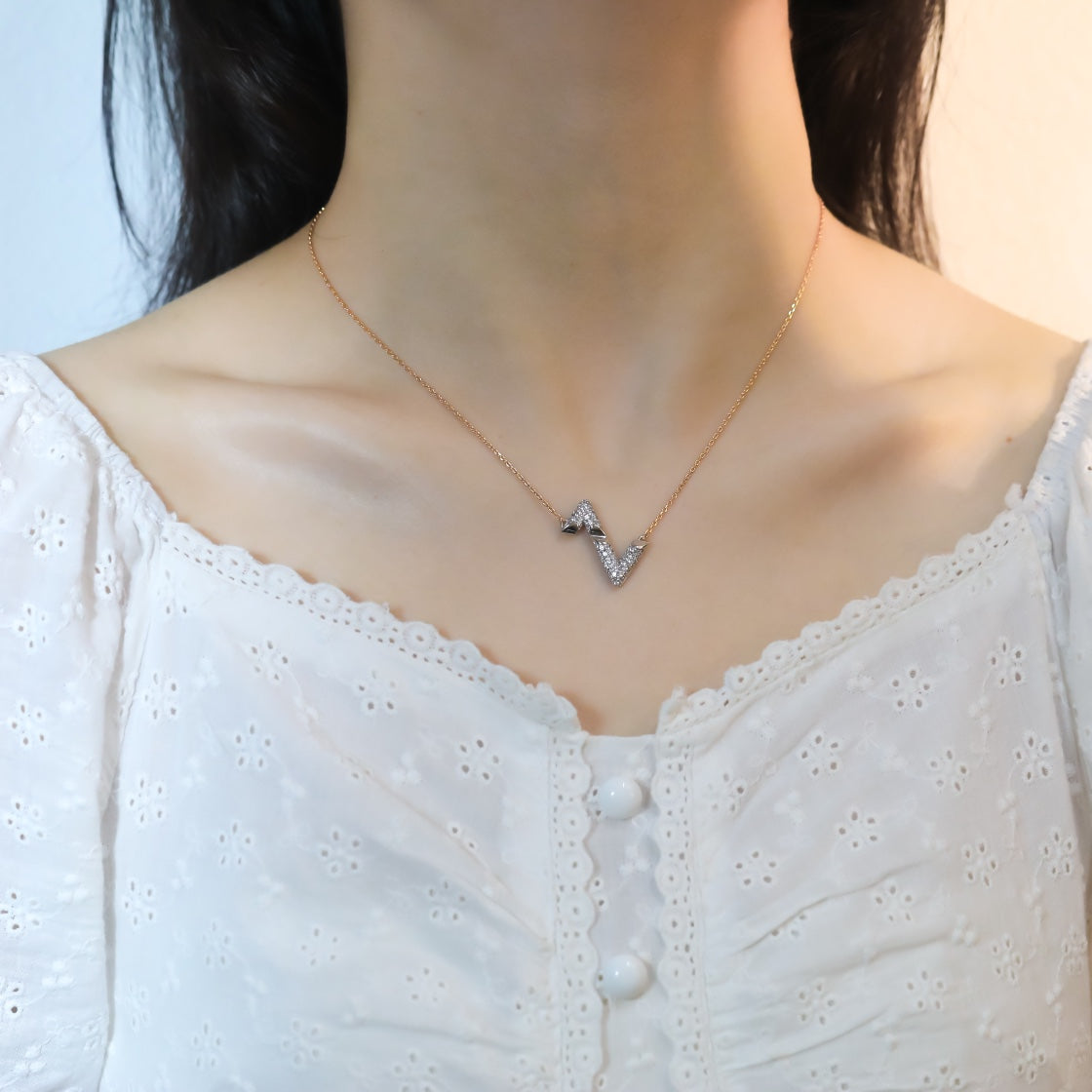 [Aurora]VOLT SILVER DIAMOND PEDANT NECKLACE