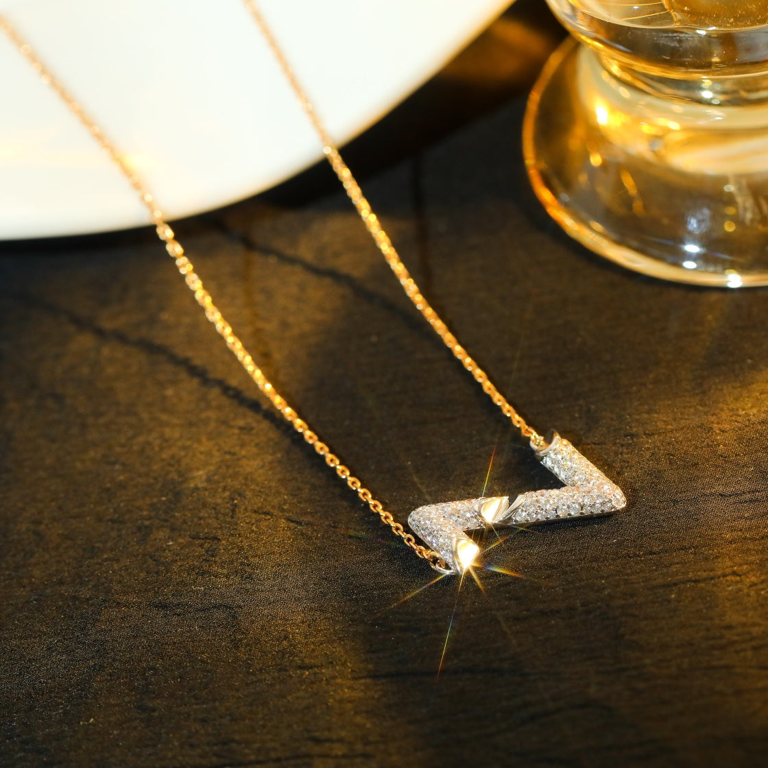[Aurora]VOLT SILVER DIAMOND PEDANT NECKLACE