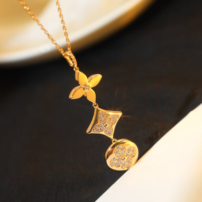 [Aurora]STAR AND SUN DIAMOND PINK GOLD NECKLACE