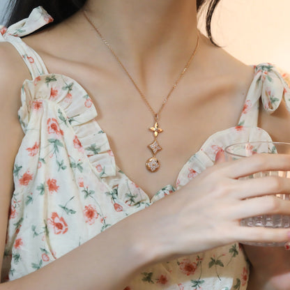 [Aurora]STAR AND SUN DIAMOND PINK GOLD NECKLACE