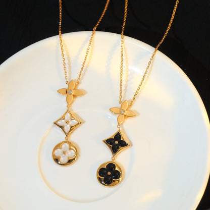 [Aurora]STAR AND SUN ONYX PINK GOLD NECKLACE