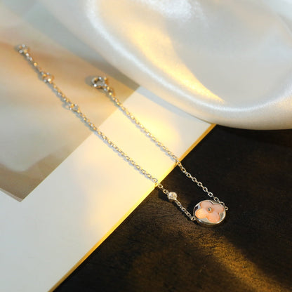 [Aurora]SUN MOTIF PINK MOP SILVER BRACELET