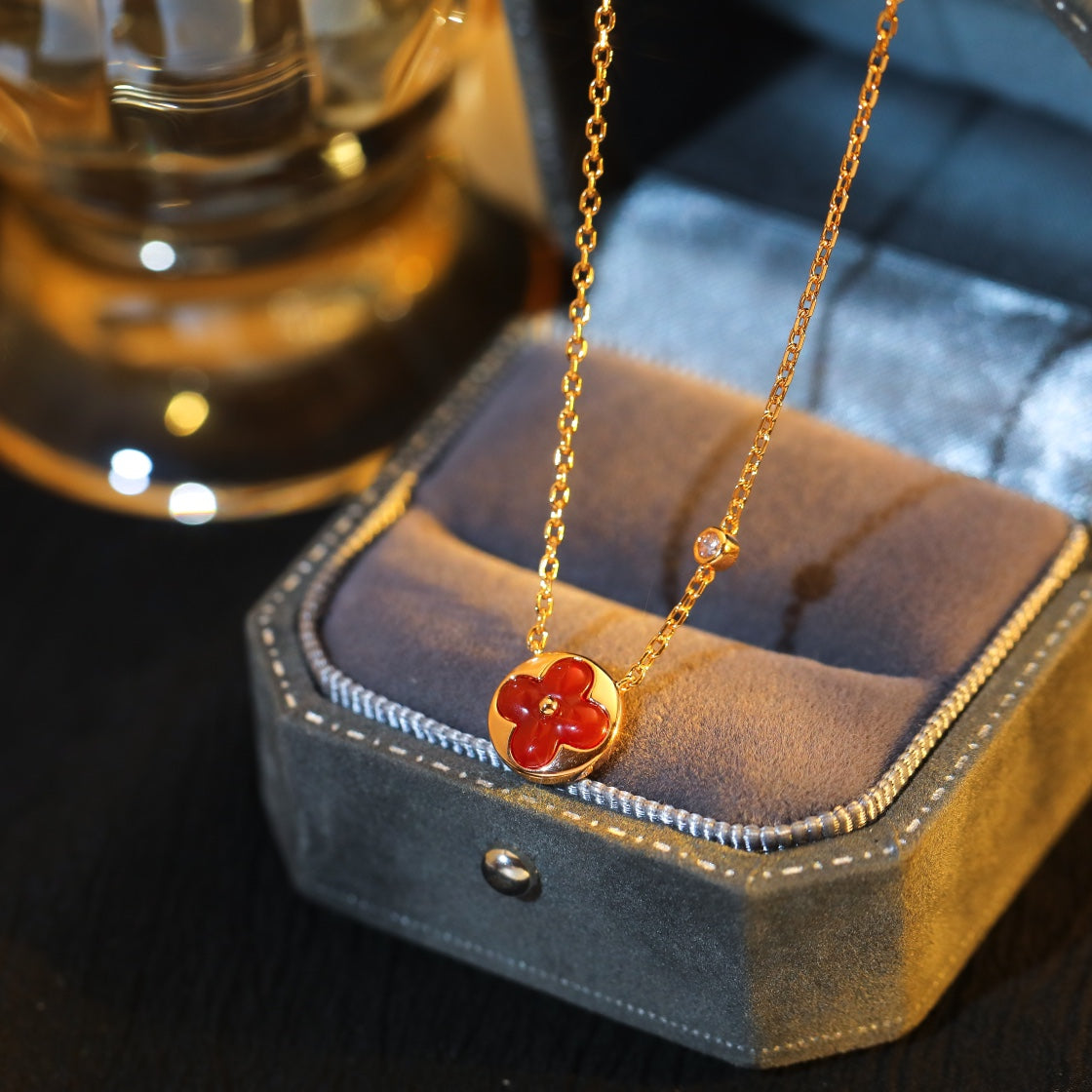 [Aurora]SUN PEDANT PINK GOLD 1 DIAMOND NECKLACE