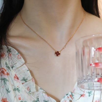 [Aurora]SUN PEDANT PINK GOLD 1 DIAMOND NECKLACE
