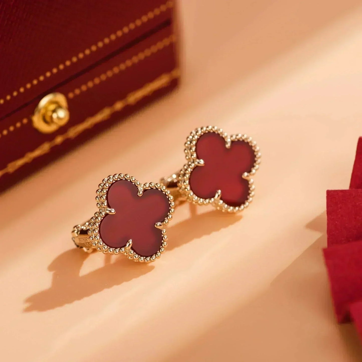 [Aurora]CLOVER MEDIUM 1 MOTIFS CARNELIAN  EARRINGS