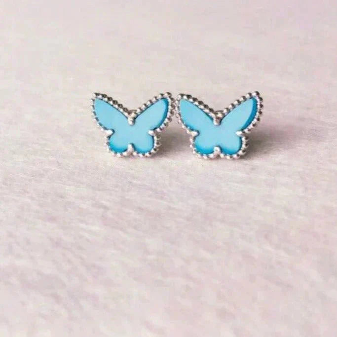 [Aurora]BUTTERFLY TURQUOISE EARRINGS SILVER