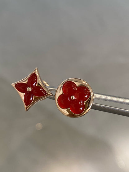 [Aurora]STAR AND SUN PINK GOLD CARNELIAN STUD EARRINGS