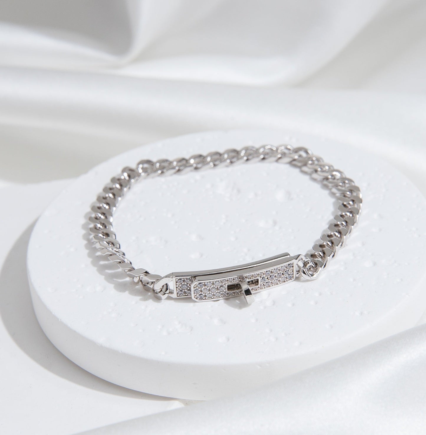 [Aurora]KELLY CHAIN SILVER DIAMOND BRACELET