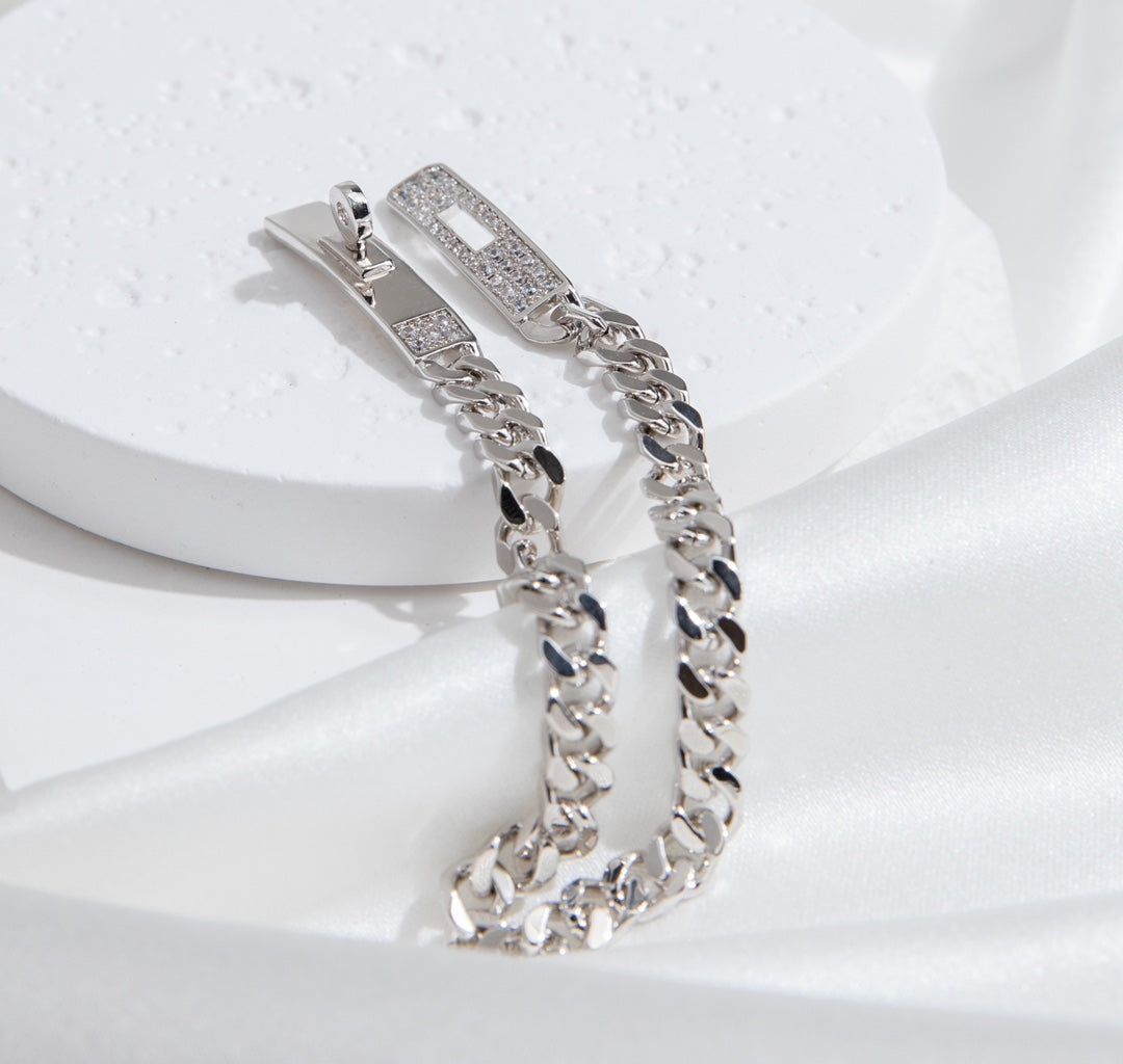 [AURORA]KELLY CHAIN SILVER DIAMOND BRACELET