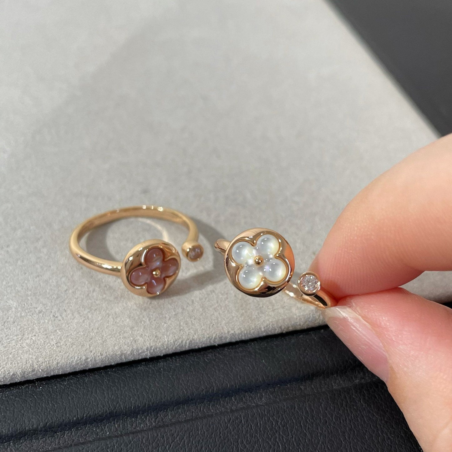 [Aurora]SUN 1 DIAMOND PINK MOP RING