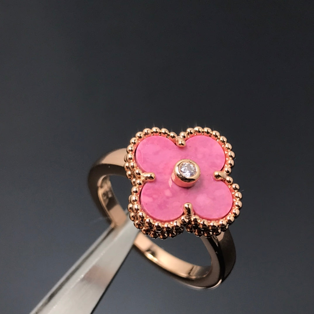 [Aurora]CLOVER RHODONITE ROSE GOLD RING