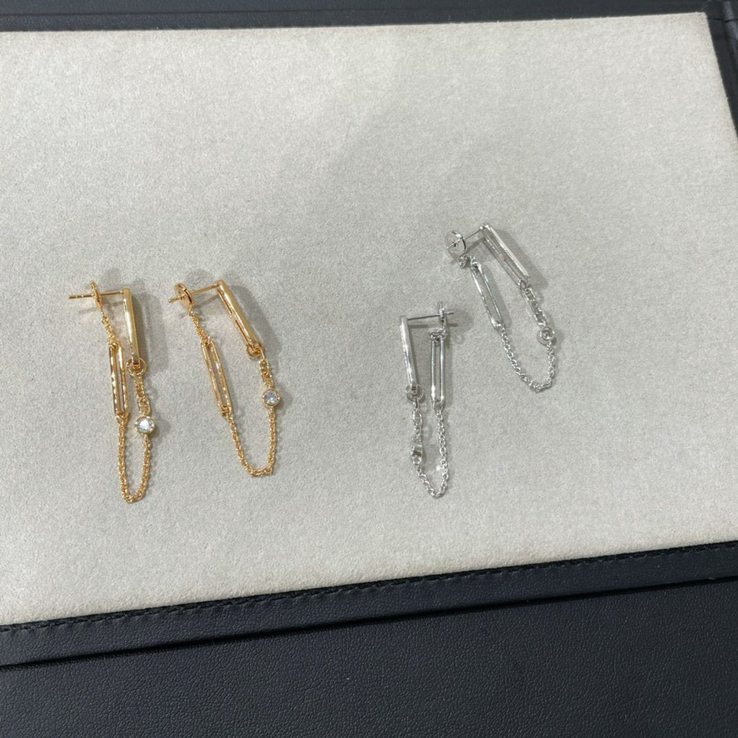 [Aurora]CHAINE CHAOS DIAMOND DROP EARRINGS