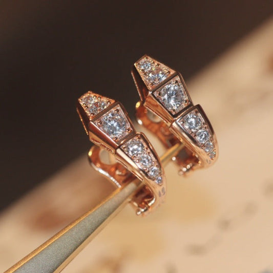[Aurora]SERPENT PINK GOLD DIAMOND EARRINGS