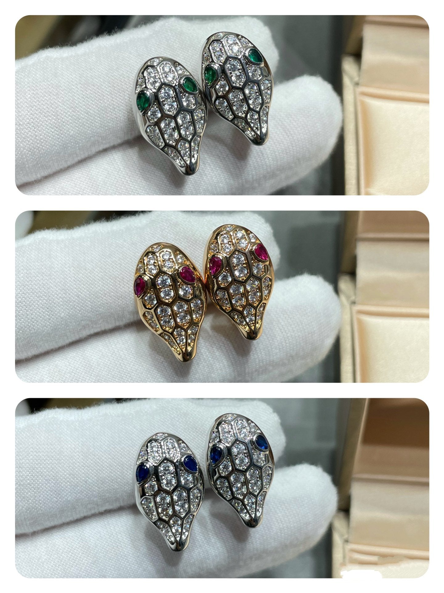 [オーロラ]サーペント ダイヤモンド スタッドピアス