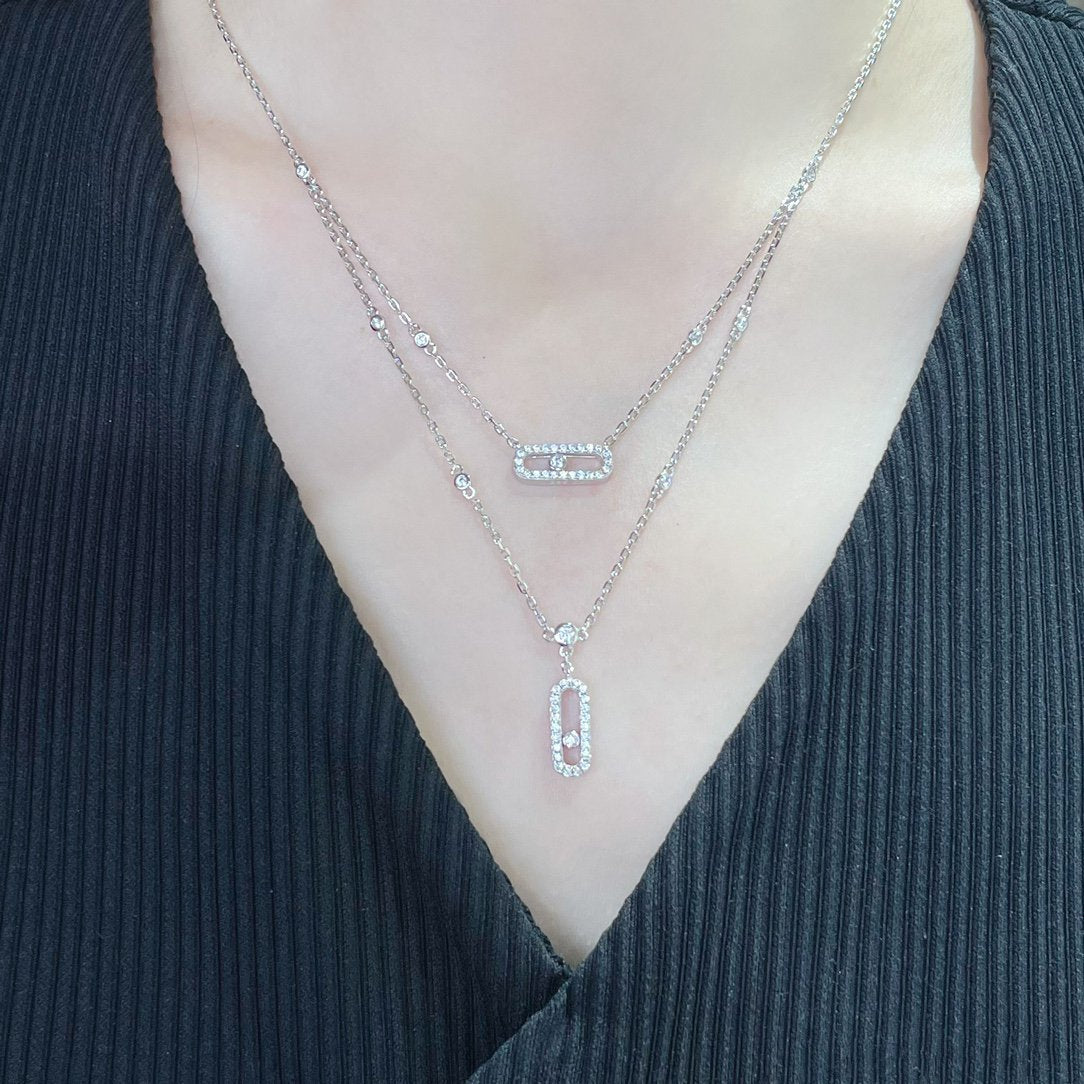 [AURORA]MOVE 2 ROW DIAMOND NECKLACE