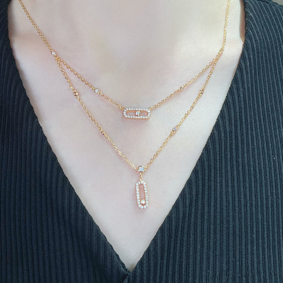 [AURORA]MOVE 2 ROW DIAMOND NECKLACE