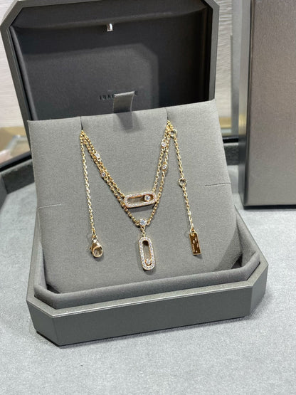 [AURORA]MOVE 2 ROW DIAMOND NECKLACE