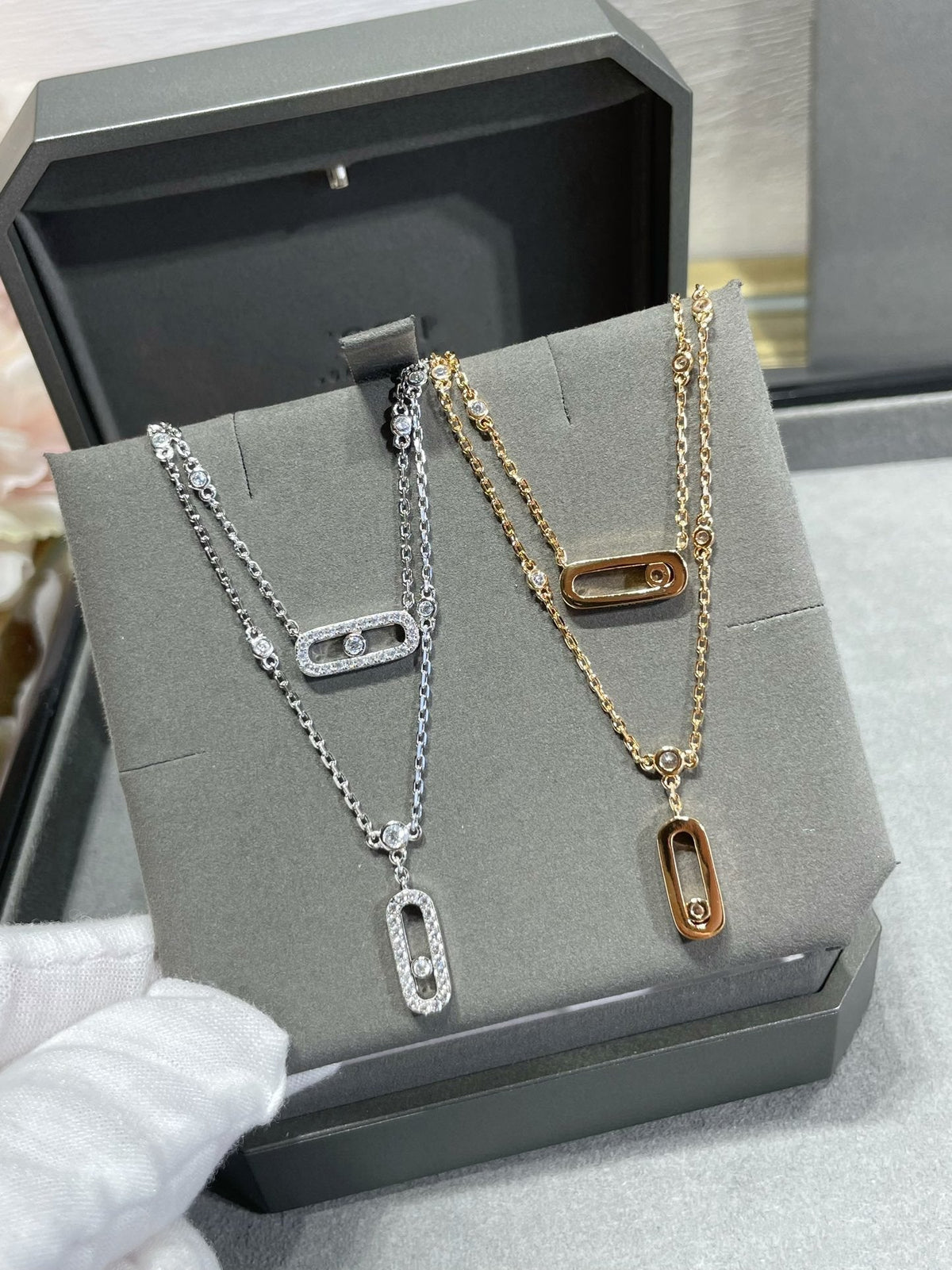[AURORA]MOVE 2 ROW DIAMOND NECKLACE