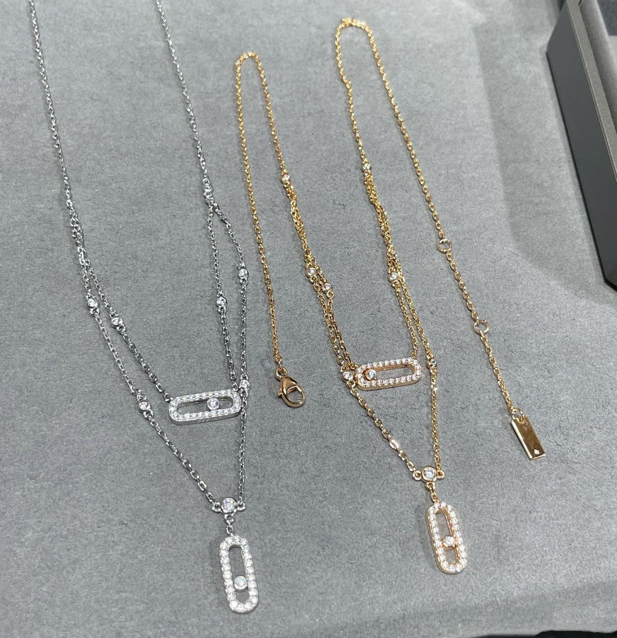 [AURORA]MOVE 2 ROW DIAMOND NECKLACE