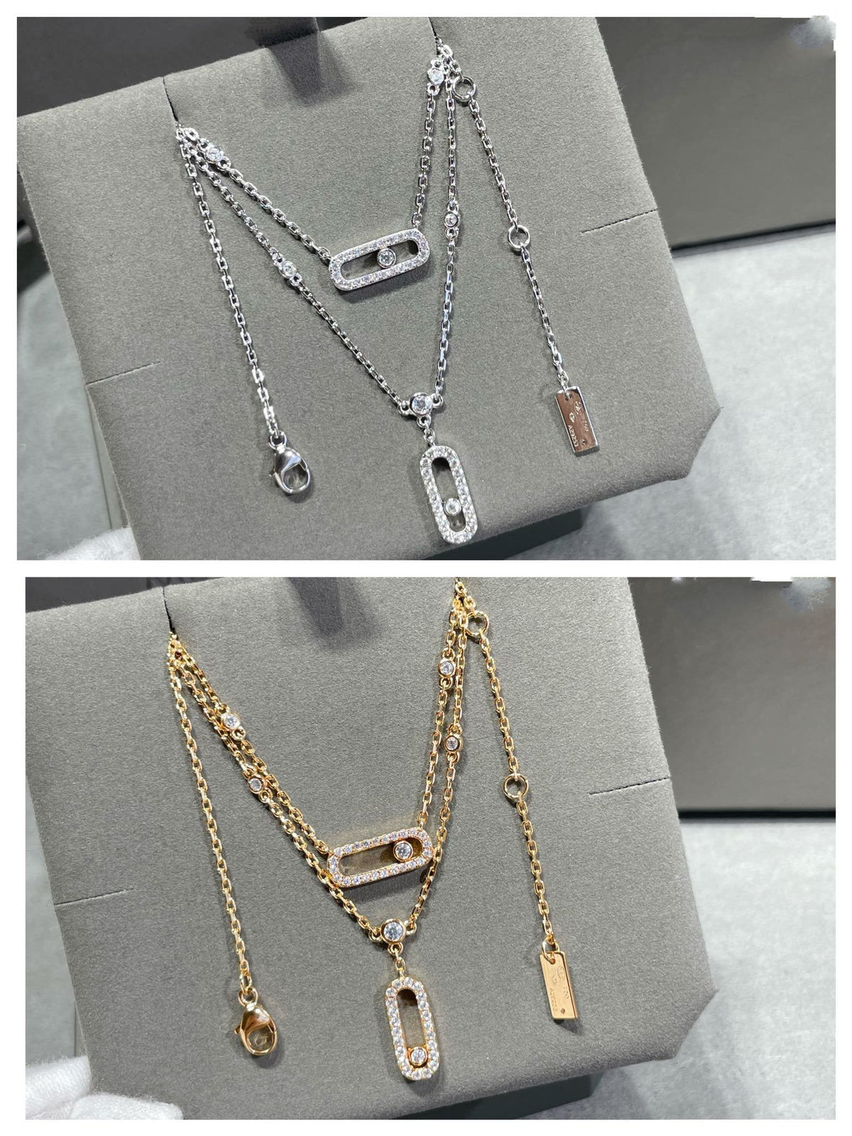 [AURORA]MOVE 2 ROW DIAMOND NECKLACE