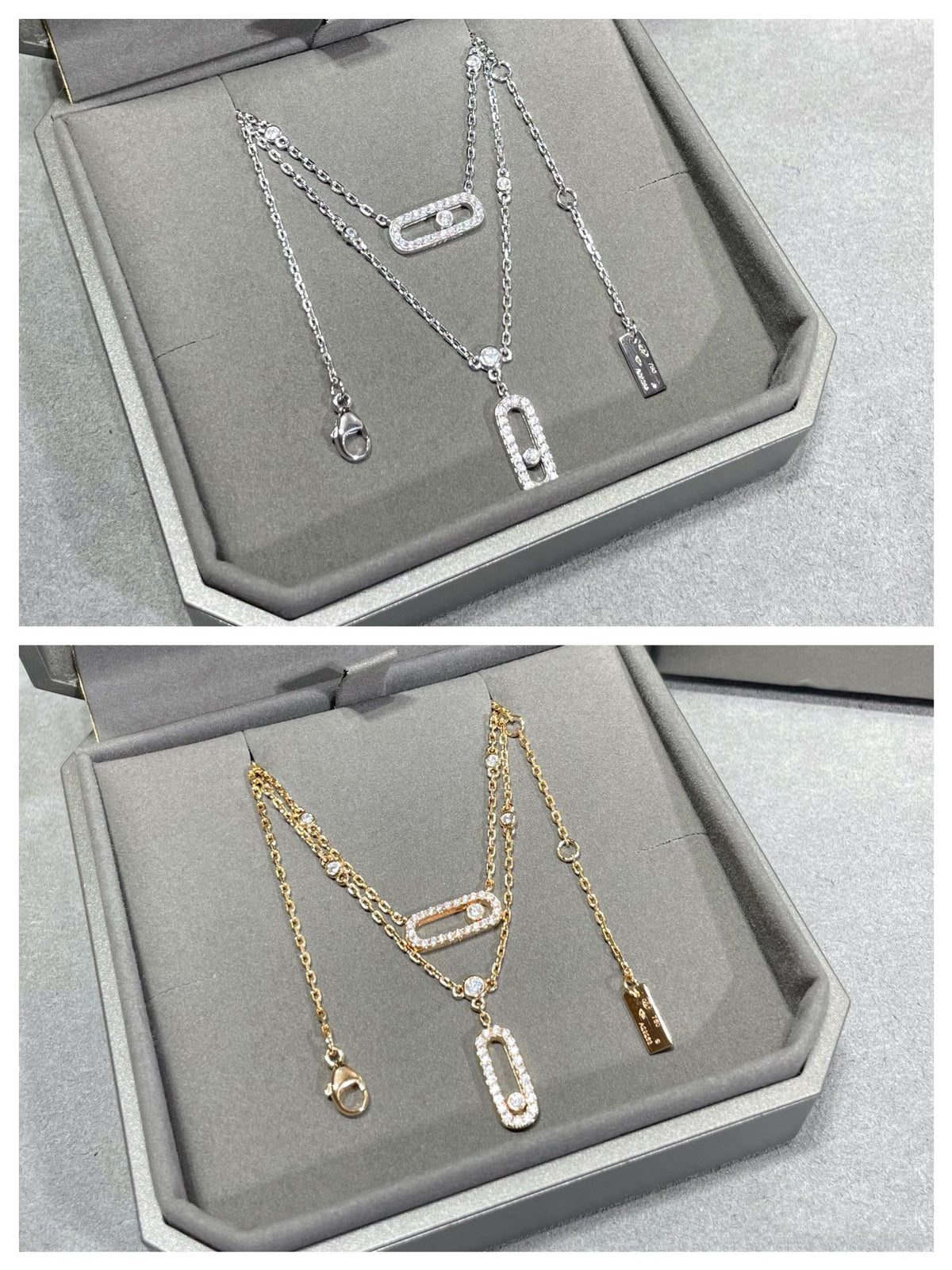 [AURORA]MOVE 2 ROW DIAMOND NECKLACE