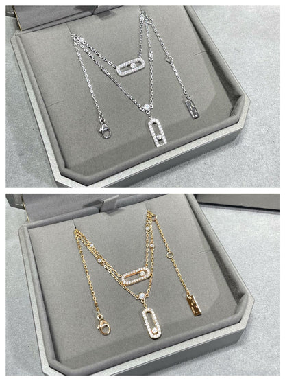 [AURORA]MOVE 2 ROW DIAMOND NECKLACE