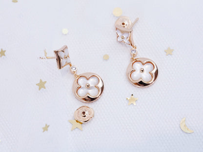 [Aurora]STAR AND SUN PINK GOLD MOP DROP EARRINGS