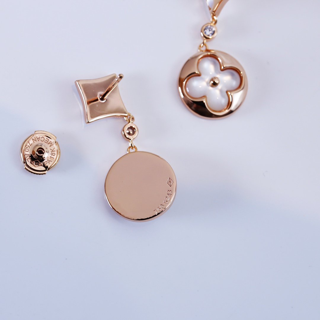 [Aurora]STAR AND SUN PINK GOLD MOP DROP EARRINGS