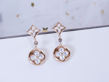 [Aurora]STAR AND SUN PINK GOLD MOP DROP EARRINGS