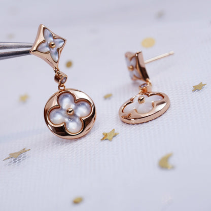 [Aurora]STAR AND SUN PINK GOLD MOP DROP EARRINGS